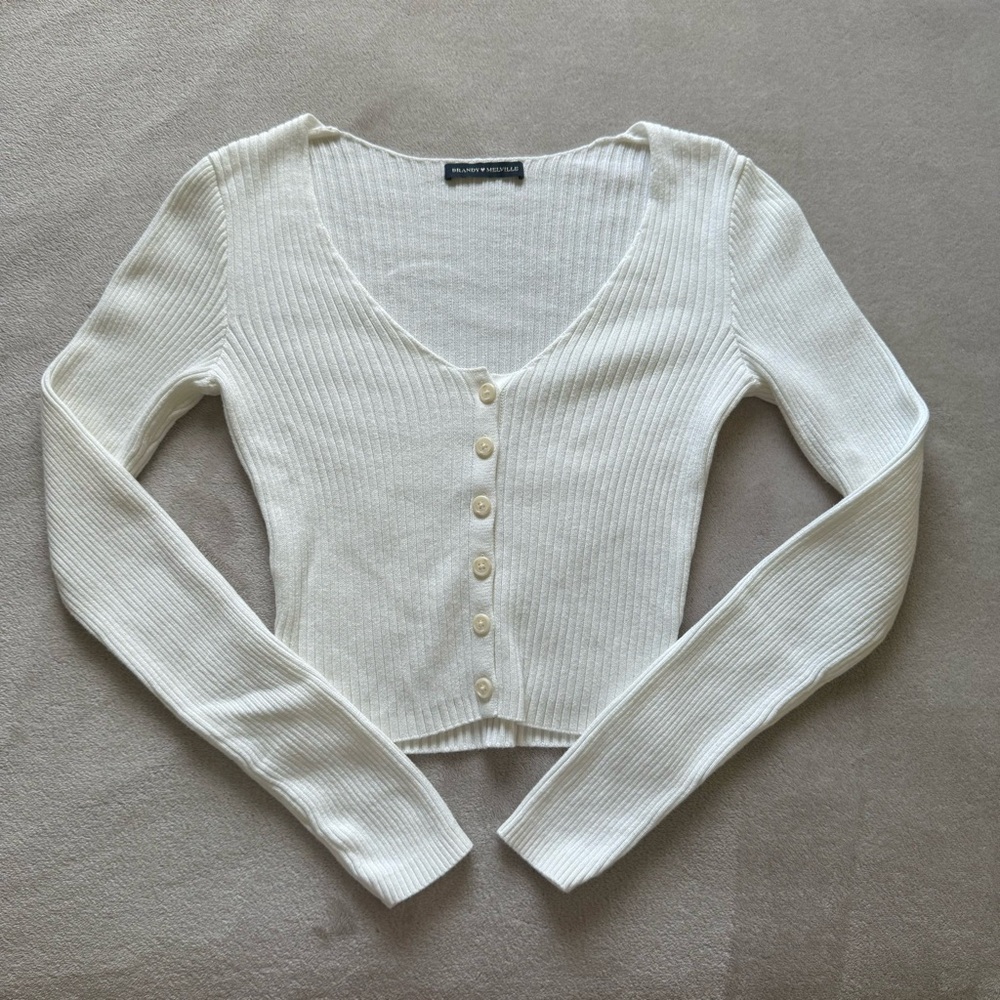 Brandy Melville Cream Button Up Sweater